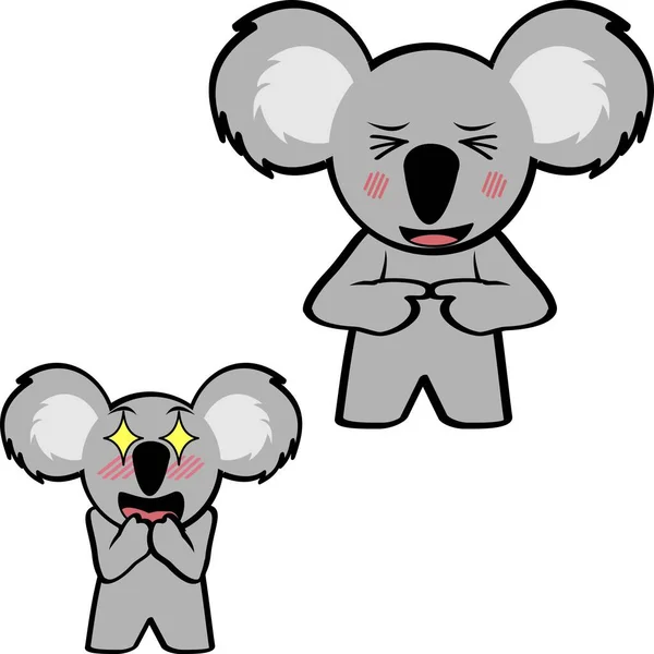 Mignon Koala Dessin Animé Kawaii Expressions Ensemble Collection Format Vectoriel — Image vectorielle