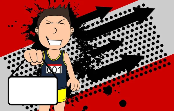 Standing Young Runner Kid Cartoon Background Illustration Vector Format — Vector de stock