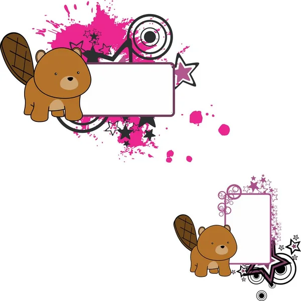 Baby Beaver Cartoon Illustration Billboard Collection Vector Format — стоковый вектор