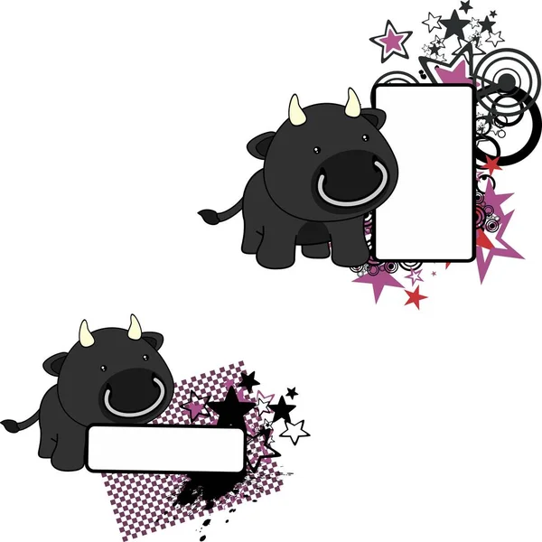 Baby Bull Cartoon Illustration Billboard Collection Vector Format — ストックベクタ