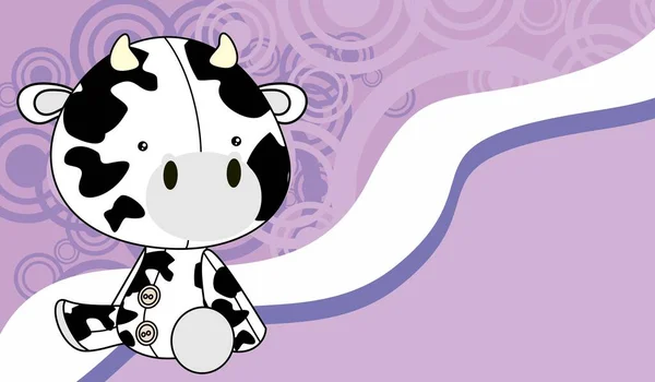 Cute Kawaii Plush Cow Character Cartoon Illustration Background Vector Format — стоковый вектор