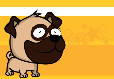 funny big head pug dog cartoon illustration background