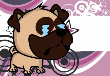 funny big head pug dog cartoon illustration background