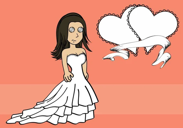 Glücklich Braut Charakter Cartoon Kawaii Ausdruck Hintergrund Illustration Vektorformat — Stockvektor