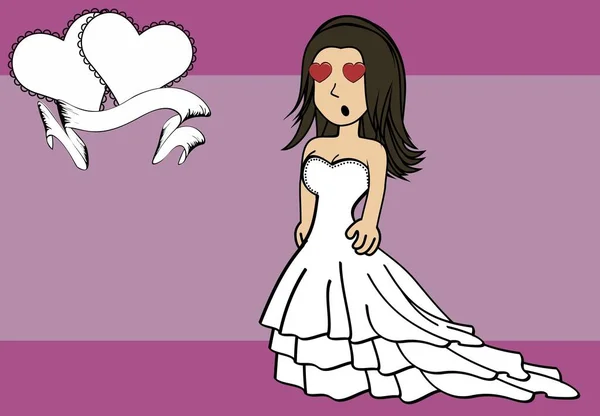 Bride Character Cartoon Kawaii Expression Background Illustration Vector Format — Stockvektor