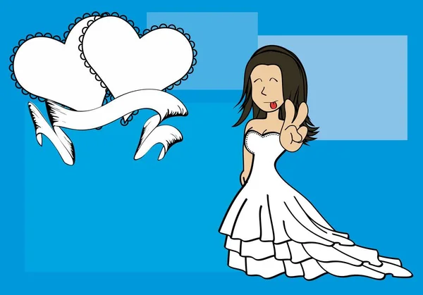 Ευτυχισμένη Νύφη Χαρακτήρα Κινουμένων Σχεδίων Kawaii Απεικόνιση Φόντου Έκφρασης Μορφή — Διανυσματικό Αρχείο