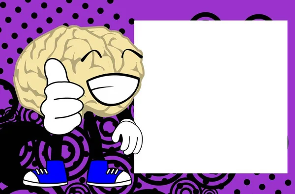 Divertente Cervello Personaggio Cartone Animato Cornice Sfondo Formato Vettoriale — Vettoriale Stock