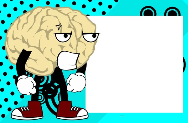 Divertido Personaje Del Cerebro Dibujo Animado Marco Fondo Formato Vectorial — Vector de stock