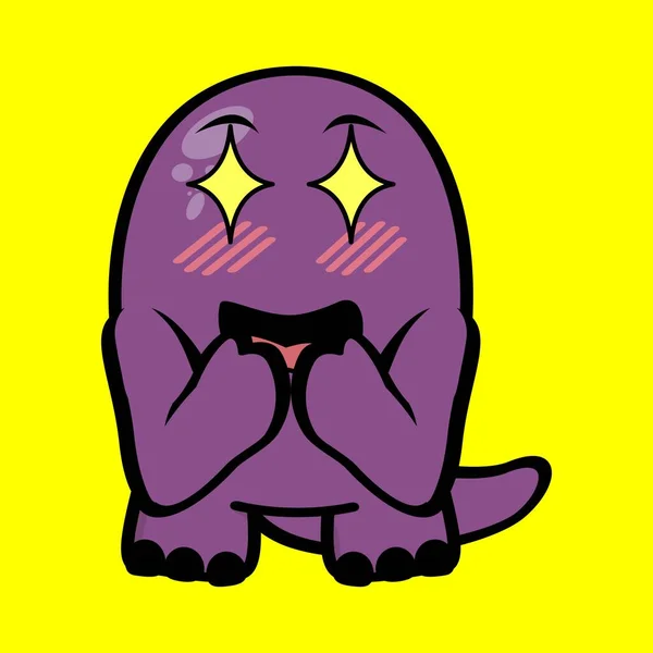 Funny Dinosaur Character Cartoon Kawaii Expression Illustration Vector Format — Stock Vector
