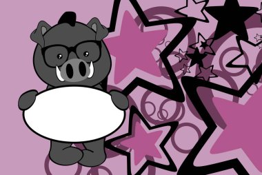 şirin bebek yaban domuzu karakter karikatür tabela arkaplanı vektör biçiminde