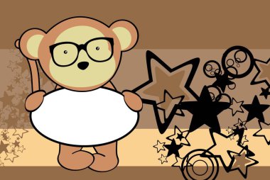 şirin bebek maymun karakter karikatür tabela arkaplanı vektör biçiminde