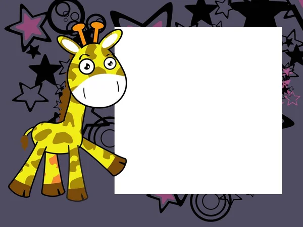 Glücklich Giraffe Karikatur Kawaii Ausdruck Bilderrahmen Hintergrund Vektorformat — Stockvektor