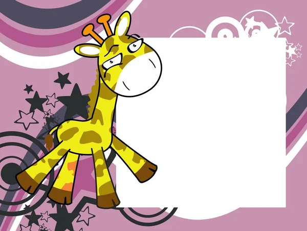 Giraffe Cartoon Kawaii Ausdruck Pictureframe Hintergrund Vektorformat — Stockvektor