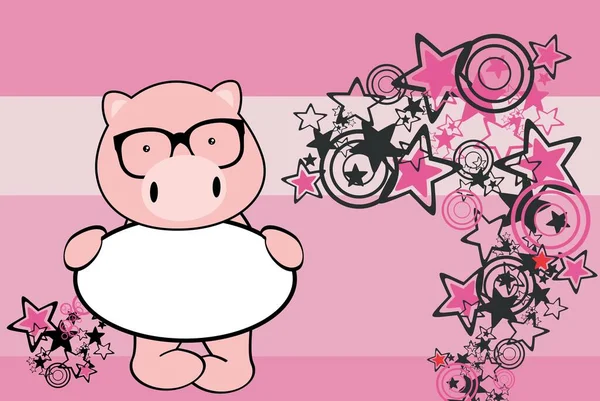 Cute Baby Piggy Karakter Latar Belakang Signgboard Dalam Format Vektor - Stok Vektor