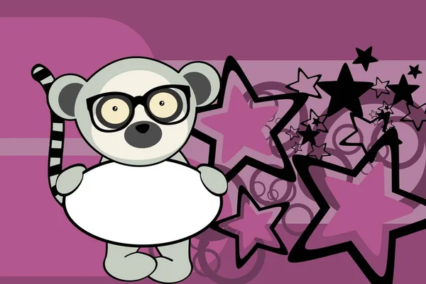 Schattig Baby Lemur Karakter Cartoon Signgboard Achtergrond Vector Formaat — Stockvector