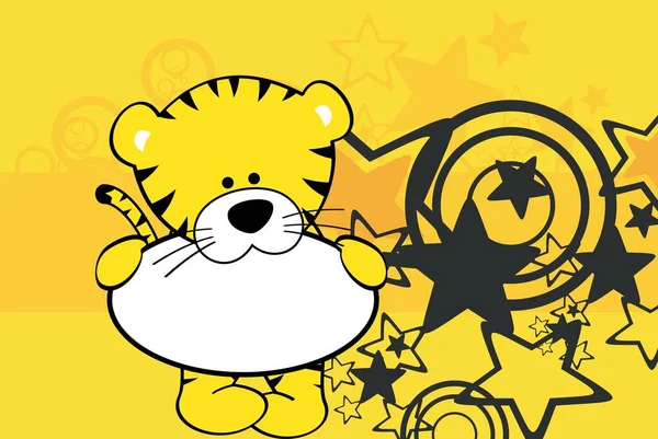 かわいい赤ちゃん虎キャラクター漫画の看板背景ベクトル形式 — ストックベクタ