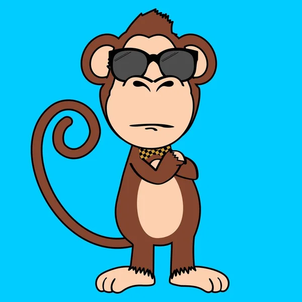 Illustration Personnage Singe Cool Dessin Animé Format Vectoriel — Image vectorielle