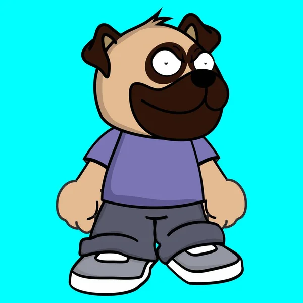 Pug Dog Niño Dibujos Animados Ilustración Ropa Formato Vectorial — Vector de stock