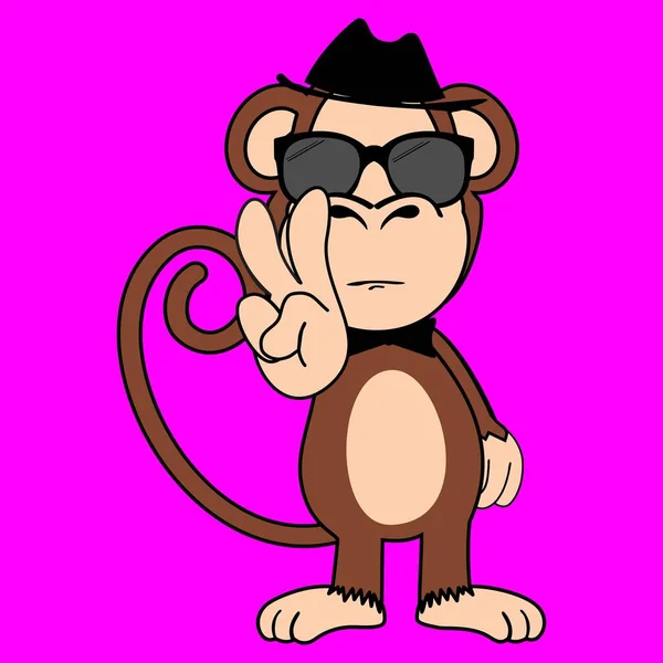 クールな猿のキャラクターの漫画のイラストベクトル形式で — ストックベクタ