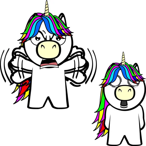 Χαριτωμένο Chibi Unicorn Kawaii Απεικόνιση Πακέτο Έκφρασης Συλλογή Μορφή Διάνυσμα — Διανυσματικό Αρχείο