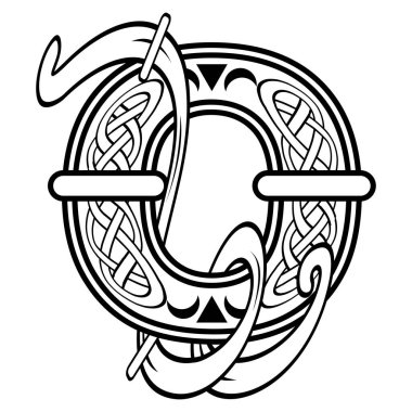 Vektör biçiminde soyut Kelt O harfi illüstrasyonuName
