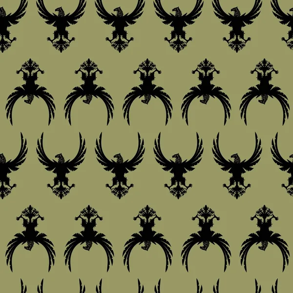 Motif Texture Aigle Héraldique Illustration Médiévale Format Vectoriel — Image vectorielle