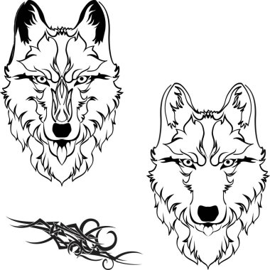 Kurt başlı dövme kabile paketi koleksiyonu vektör biçiminde ayarlandı