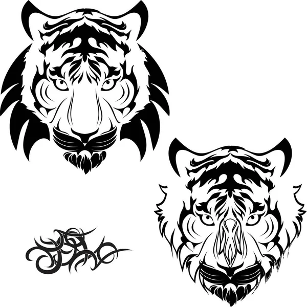 Tiger Head Tattoo Tribal Pack Set Collection Vector Format — Stock Vector