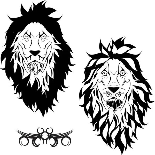 Lion Head Tattoo Tribal Pack Set Collection Vector Format — Stock Vector