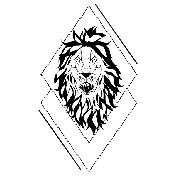 Figures Géométriques Tatouage Tête Lion Format Vectoriel — Image vectorielle