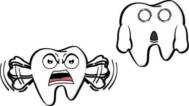 vektör biçiminde komik azı dişi çizgi filmi kawaii ifadeleri