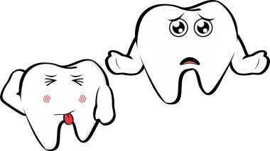 vektör biçiminde komik azı dişi çizgi filmi kawaii ifadeleri