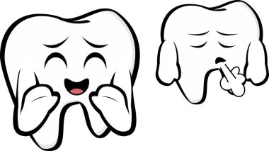 vektör biçiminde komik azı dişi çizgi filmi kawaii ifadeleri