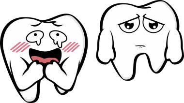 vektör biçiminde komik azı dişi çizgi filmi kawaii ifadeleri