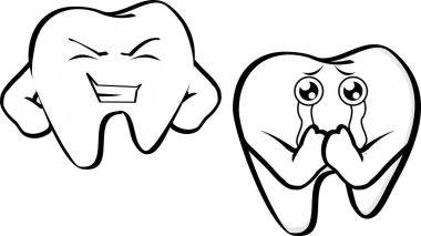 vektör biçiminde komik azı dişi çizgi filmi kawaii ifadeleri