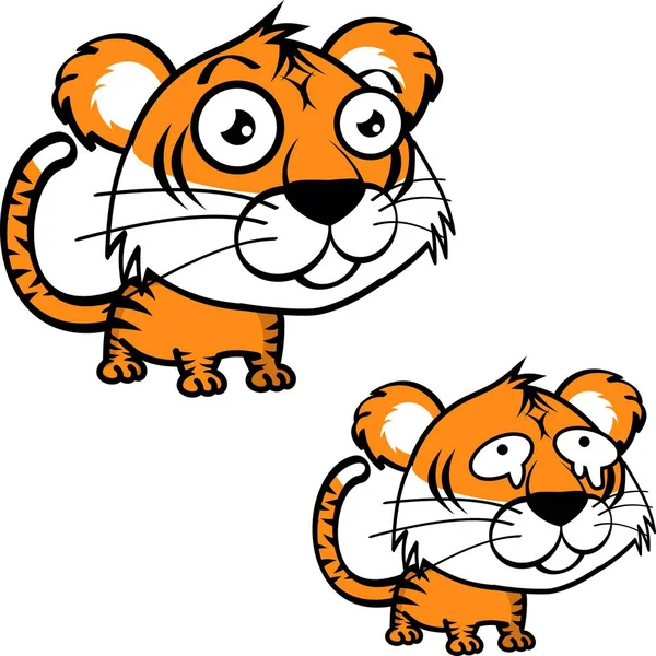 Petit Paquet Expression Dessin Animé Tigre Format Vectoriel — Image vectorielle