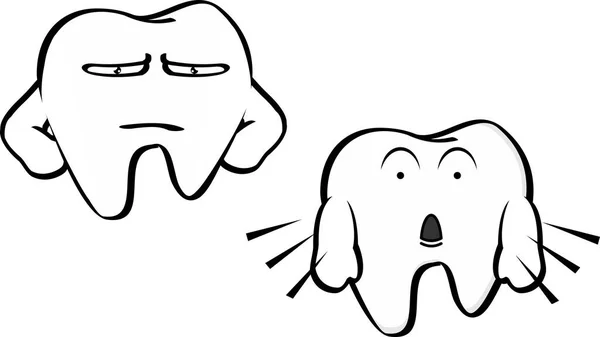 Drôle Molaire Dent Dessin Animé Kawaii Expressions Format Vectoriel — Image vectorielle
