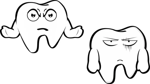 Drôle Molaire Dent Dessin Animé Kawaii Expressions Format Vectoriel — Image vectorielle