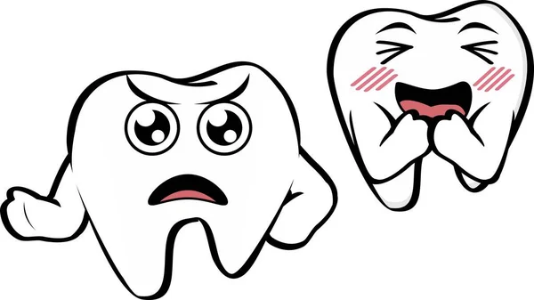 Funny Molar Tooth Cartoon Kawaii Expressions Vector Format — Stock Vector