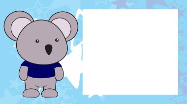 vektör biçiminde ayakta duran koala çocuk chibi karikatür çerçevesi