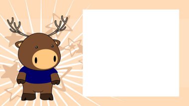 vektör biçiminde ayakta duran geyik çocuk chibi karikatür çerçevesi