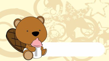 şirin chibi bebek kunduz karikatür arka planı vektör formatında