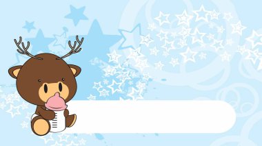 şirin chibi bebek geyik karikatür arka planı vektorformatında