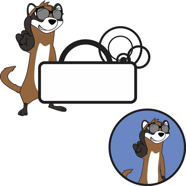 Standing Cute Ferret Cartoon Kawaii Expression Sticker Vector Format — Stock Vector