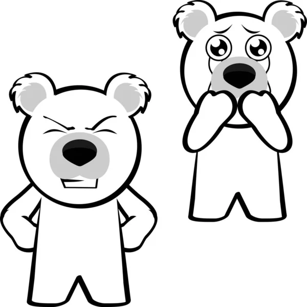 Little Chibi Polar Bear Kid Cartoon Expression Pack Collection Formato — Vettoriale Stock