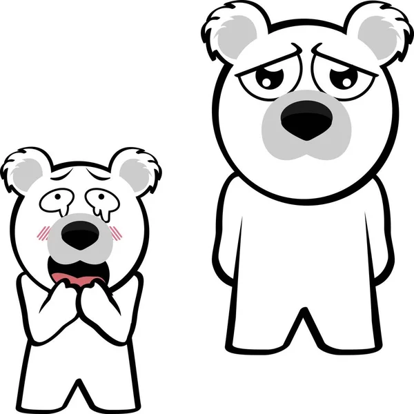 Little Chibi Polar Bear Kid Cartoon Expression Pack Collection Vector — Stock Vector