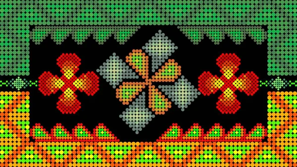 Abstracto Colorido Huichol Fondo Arte Mexicano Formato Vectorial — Archivo Imágenes Vectoriales