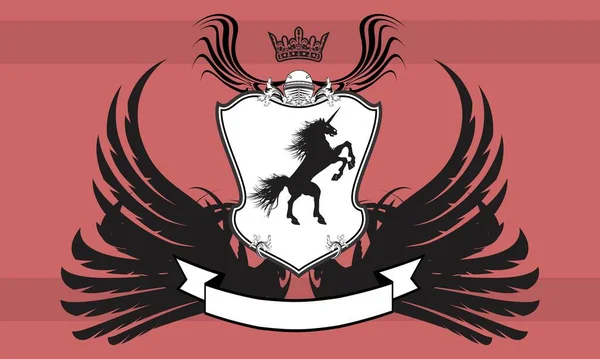 Escudo Unicornio Heráldico Emblema Escudo Armas Fondo Formato Vectorial — Vector de stock