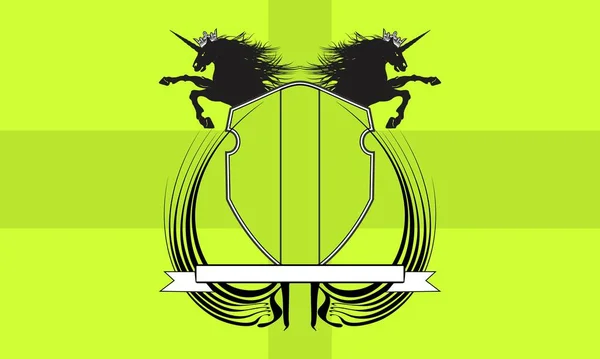 Lambang Simbol Unicorn Heraldik Lambang Lambang Lambang Lambang Latar Belakang - Stok Vektor