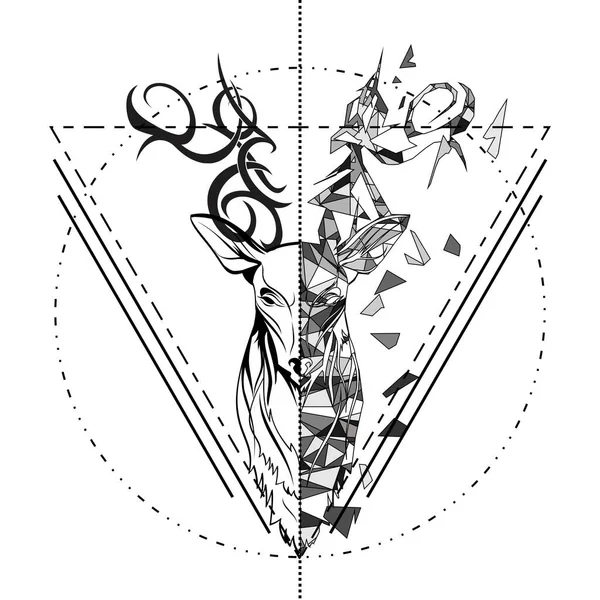 Ilustración Tatuaje Ciervo Formato Vectorial — Vector de stock